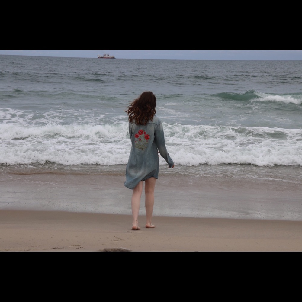 Oversized denim shirt dress